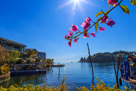 Lake scenery at Cangshanの写真素材