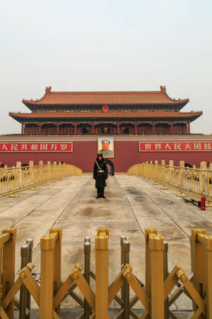 Police stand guard in front of the podiumのeditorial素材