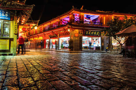 Night view of Lijiang ancient townのeditorial素材