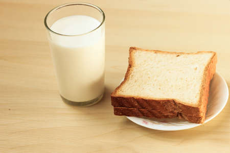 Bread and milk for breakfast