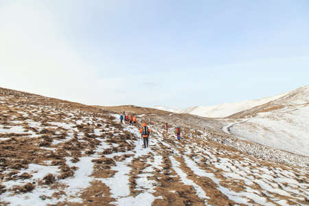 Trekking in the Wutai Mountain visitorsの写真素材