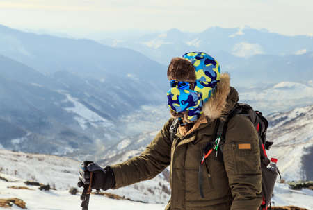 People who climb the snow-capped mountainsの写真素材