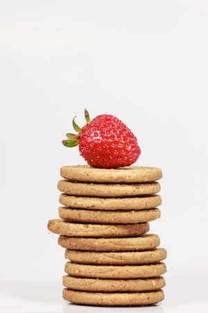 Biscuits with Strawberryの写真素材
