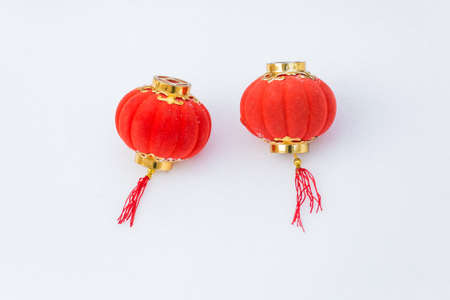 The red lanterns in the snowの写真素材