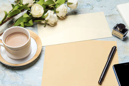 Stationery on office deskの写真素材