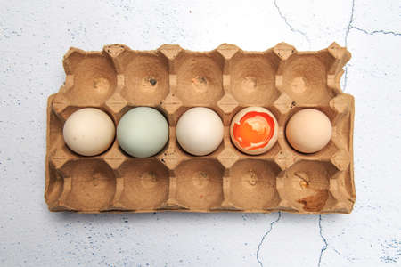 A pile of different kinds of eggsの写真素材
