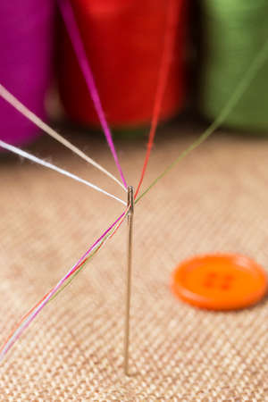Embroidery needle and threads