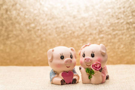 Two pig dollsの写真素材