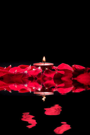 Roses and candleの写真素材