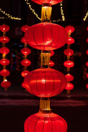Red lanterns at night
