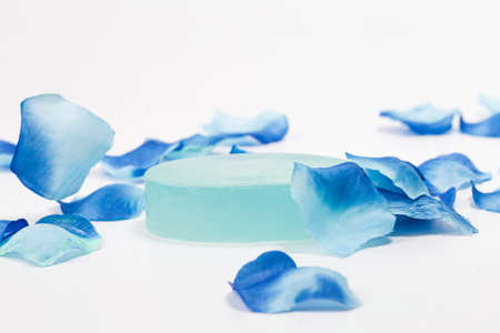 Soap and flower petalsの写真素材