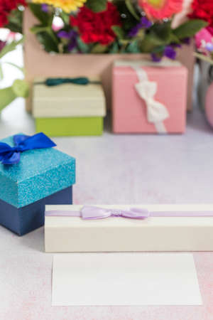 Blank card and gift boxes