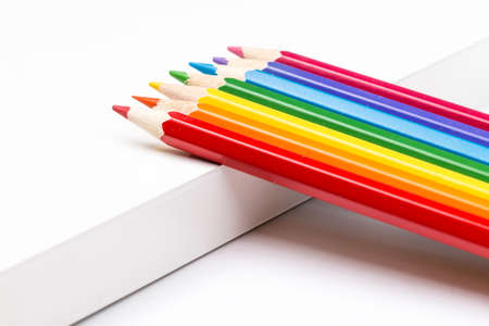 Colored pencils on white backgroundの写真素材