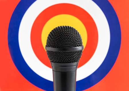 Microphone on colorful backgroundの写真素材