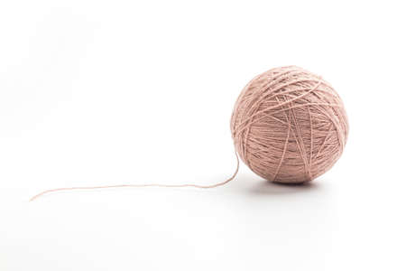 Yarn ball in white backgroundの写真素材