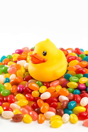 Cute toy duck and candies