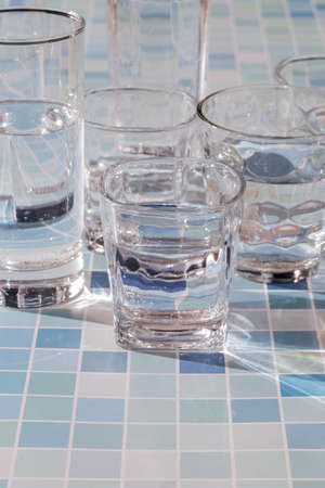 A few glasses of water on the table