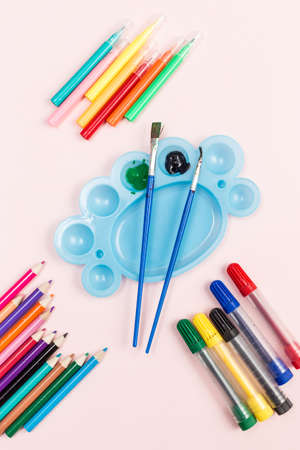 Various types of study stationery on the table