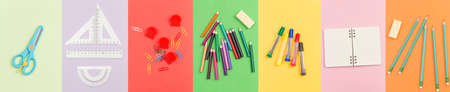 Various types of study stationery on the table