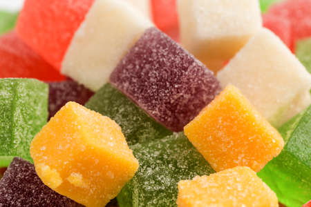 Colorful sugar cubes in white background
