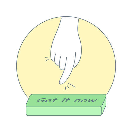 CTA, call to action button and human hand is ready to click on it. Inbound or permission marketing,...