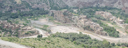 The villages and houses on the banks of the rivers, the culture of the Berbers, the High Mountain of the Moroccan Atlas, a very old architecture, deep in history,の写真素材