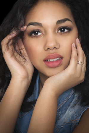 Smiling mulatto womanの写真素材