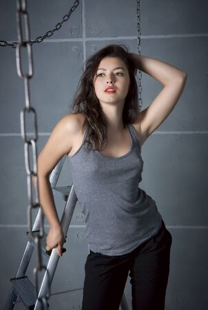 Portrait of a beautiful brunette womanの写真素材