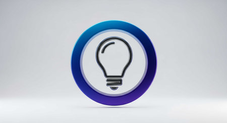 A lightbulb icon symbolizes a bright idea. It represents creativity, innovation, and inspiration in a modern and simple design.の素材