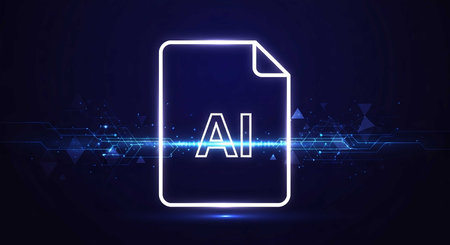 Artificial intelligence (AI) and machine learning (AI) concept. Futuristic vector background.の素材