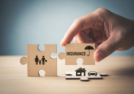 connecting insurance for family, home, car. securing future with financial planning and risk managementの素材