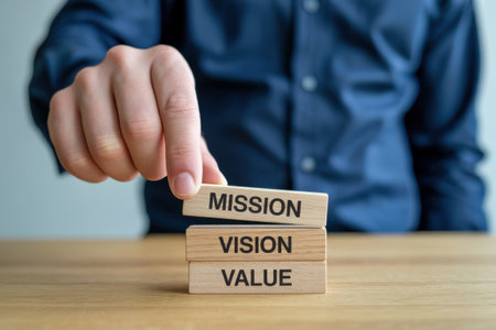 achieve business success with mission vision value core values strategy blocks and planning for growth aheadの素材
