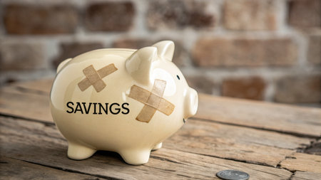 a piggy bank with savings written on it, representing financial planning and investment for future growthの素材