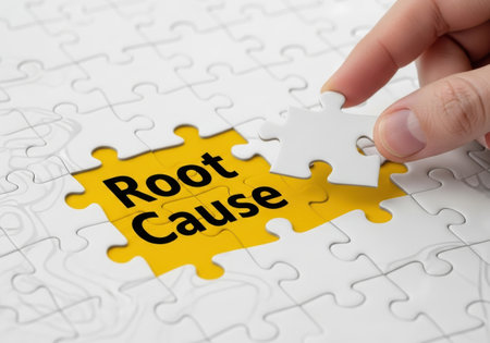 solving the puzzle to find the root cause and the solution, a business strategy concept image.の素材