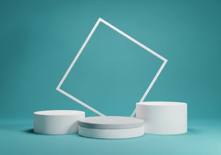 a modern minimalist podium display background perfect for product marketing and presentation useの素材