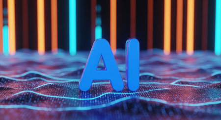 artificial intelligence background with a futuristic design and neon lighting for technology conceptsの素材