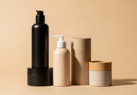 elegant cosmetic bottles mockup for your skincare and beauty product packaging and branding design.の素材