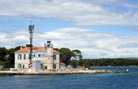 Light House of Rt Jarija before Sibenikの写真素材