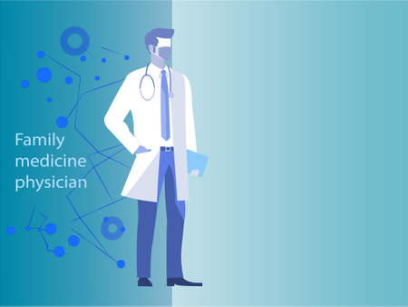 Vector illustration of a male doctor with a stethoscope. Medical concept.のイラスト素材
