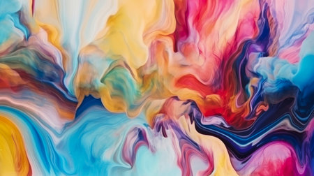 Colorful abstract background. Acrylic colors mixing in water. Liquid marble pattern.の素材