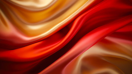 abstract red and yellow silk background with some smooth lines in itの素材