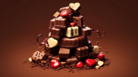 Chocolates for Valentine's Day, 3d rendering. Computer digital drawing.の素材