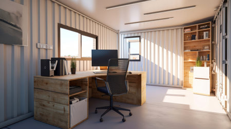 Interior of a modern office. 3D Rendering mock upの素材