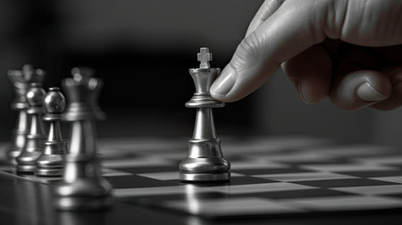 Chess business concept, leader & success, black and white toneの素材