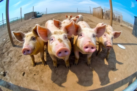 Group of pigs on a farm in the Netherlands. Farm animals.の素材