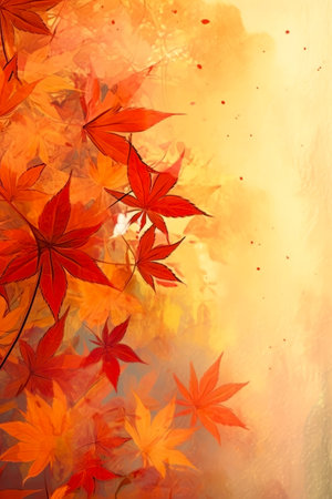 Maple leaves autumn season background with copy space for text or imageの素材