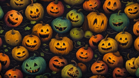 Halloween pumpkins background. Halloween background with pumpkins. Holiday background.の素材