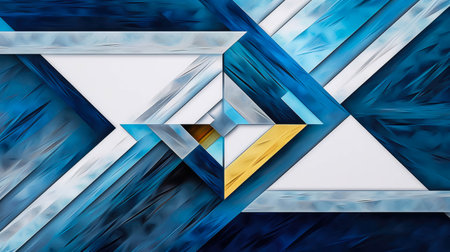 Abstract blue and yellow geometric background. 3d rendering, 3d illustration.の素材