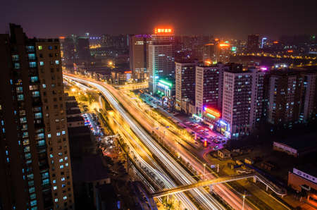 Busy traffic at nightのeditorial素材