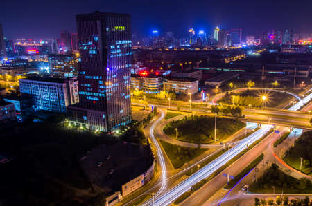 Ring overpass at nightのeditorial素材